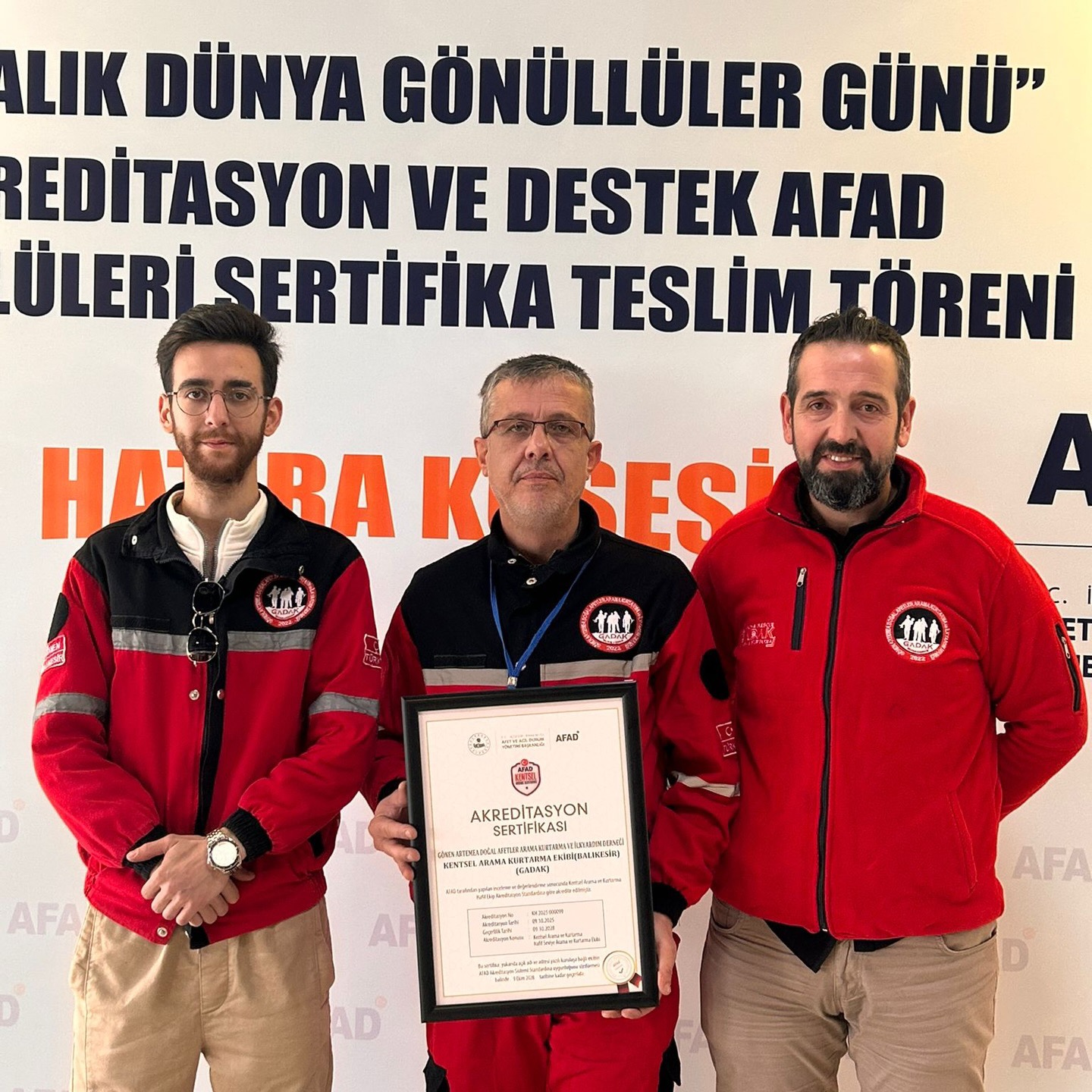 📍GADAK, AFAD AKREDİTASYON SERTİFİKASINI ALDI