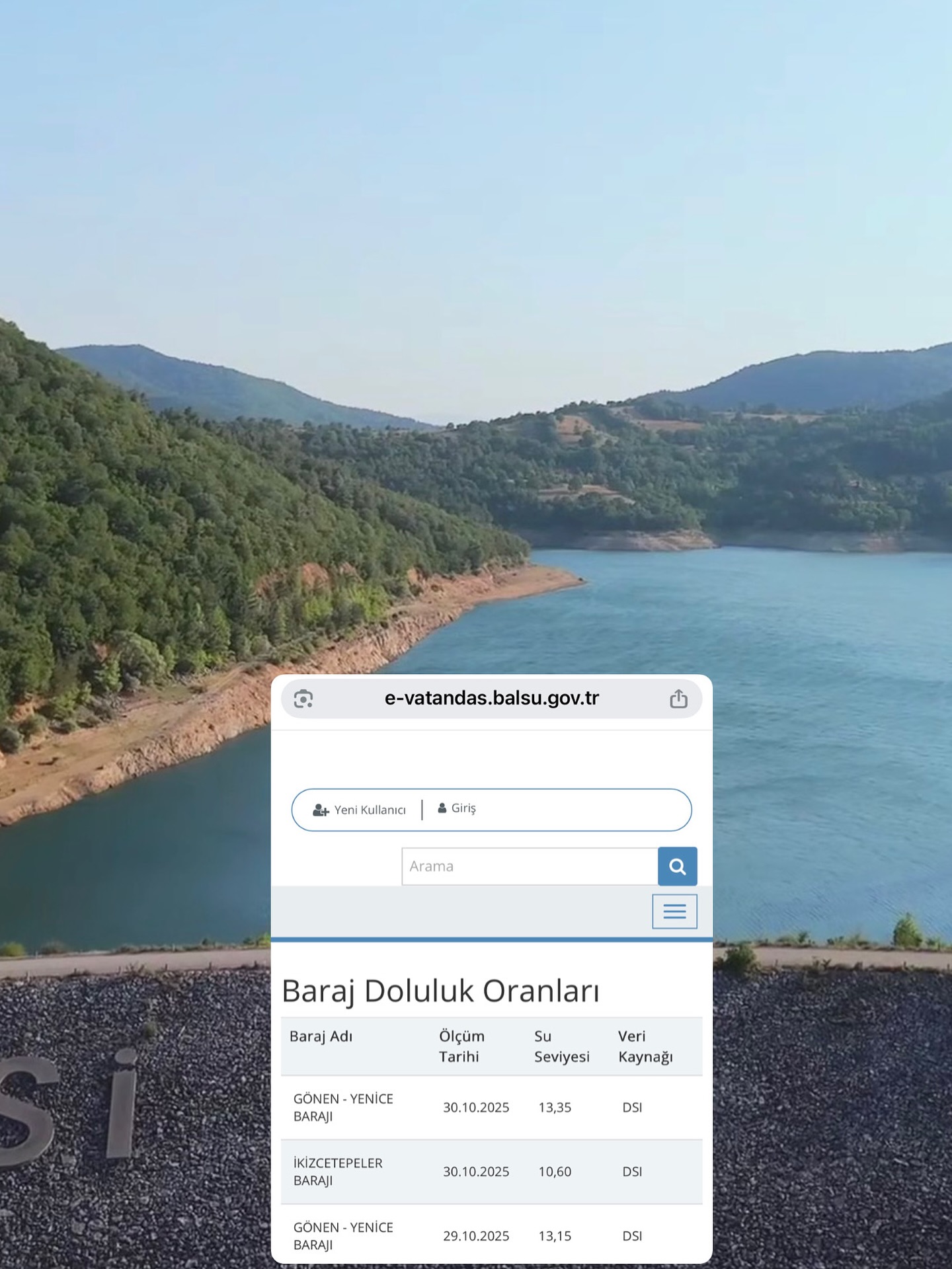 Baski web sitesinde yer alan bilgilere göre, 30 Ekim tarihi itibari ile Gönen - Yenice barajında doluluk oranı 13,35 seviyesine yükseldi.