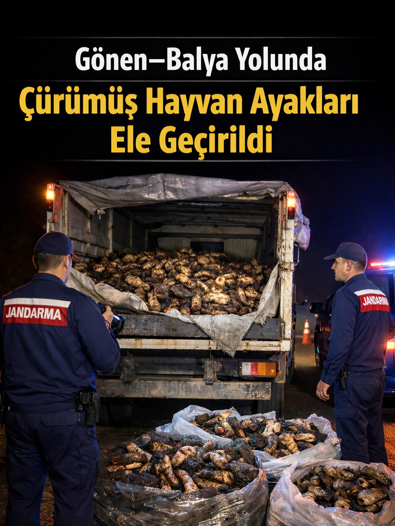 Gönen–Balya Yolunda Çürümüş Hayvan Ayakları Ele Geçirildi